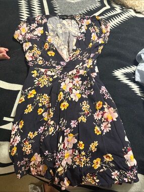 Yumi Kim Floral Wrap Mini Dress with Pink & Yellow Blooms